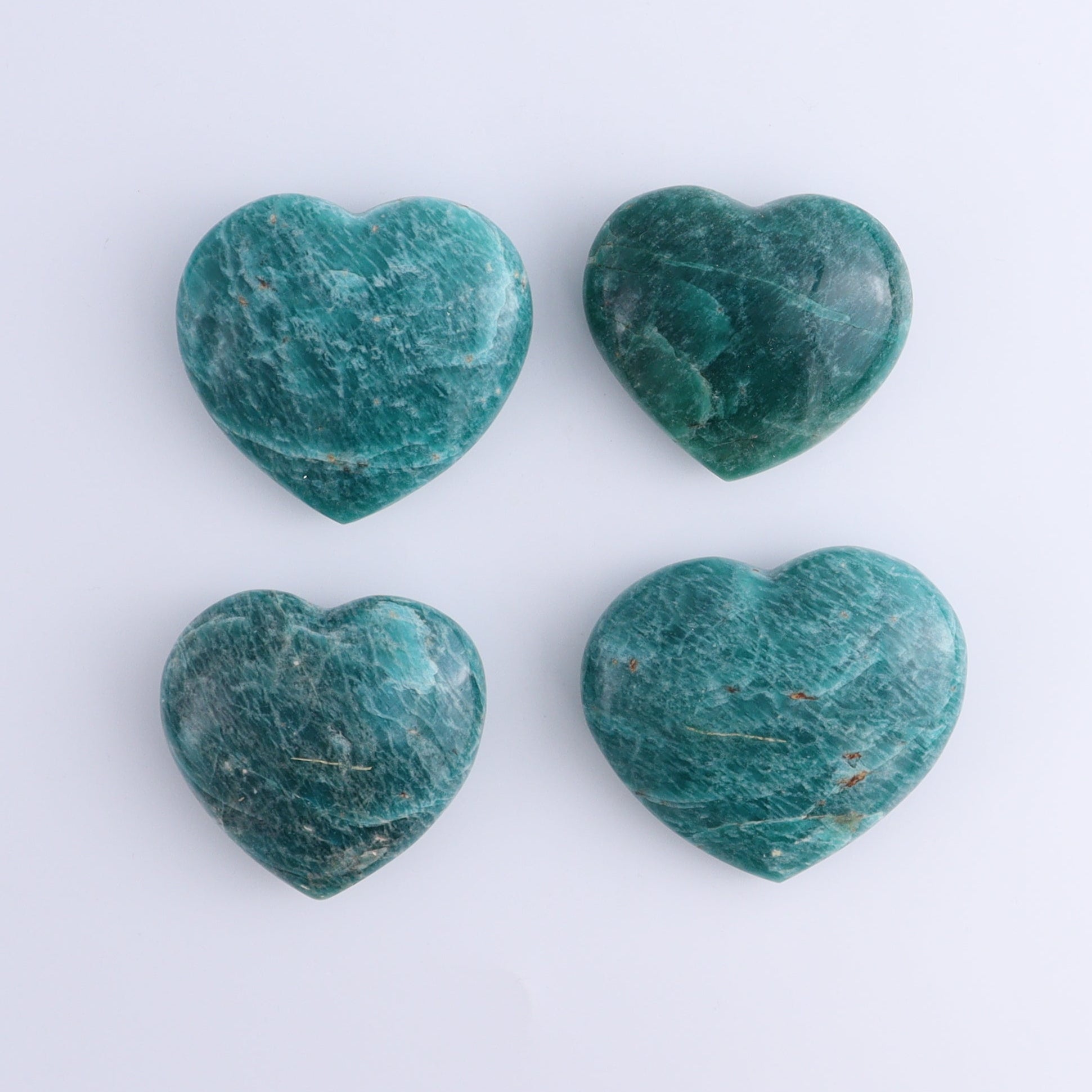 Amazonite Hearts Set of 11 - Expert Wholesale and Supplier of Wholesale Crystals & Bulk Gemstones, ["Amazonite","Hearts","Madagascar"]