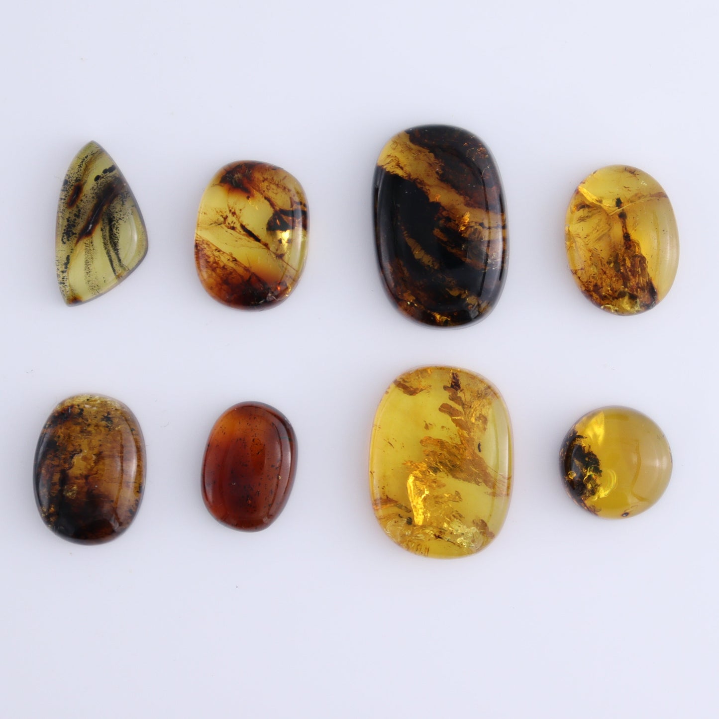 Chiapas Mexico Amber Cabs Set of 8 - Expert Wholesale and Supplier of Wholesale Crystals & Bulk Gemstones, ["Amber","Cabs","Chiapas Amber","Mexico"]