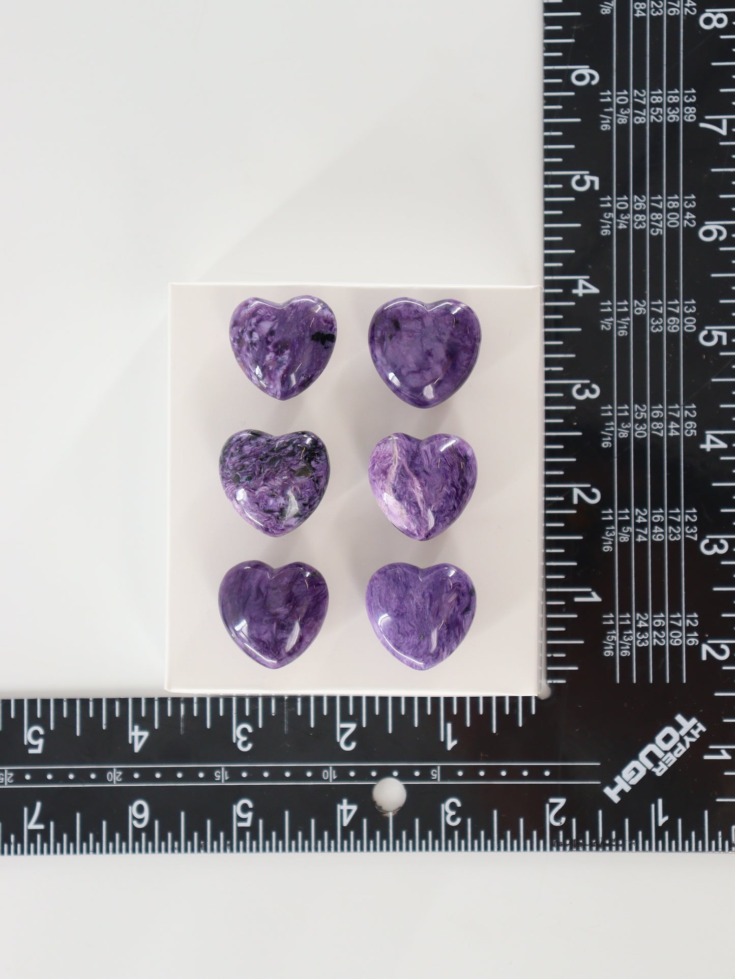 Charoite Hearts Set of 6 - Expert Supplier of Wholesale Crystals & Bulk Gemstones