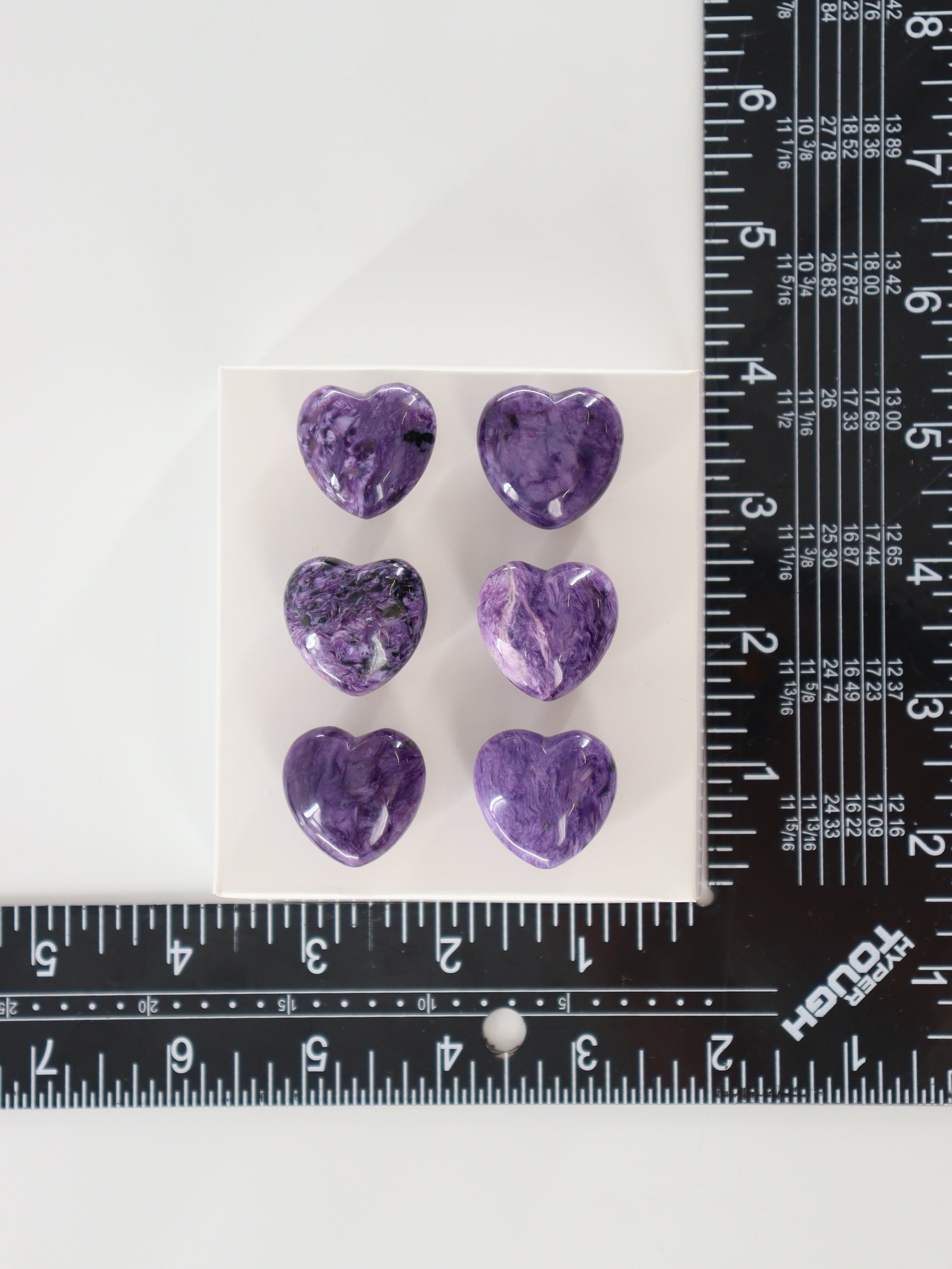 Charoite Hearts Set of 6 - Expert Supplier of Wholesale Crystals & Bulk Gemstones