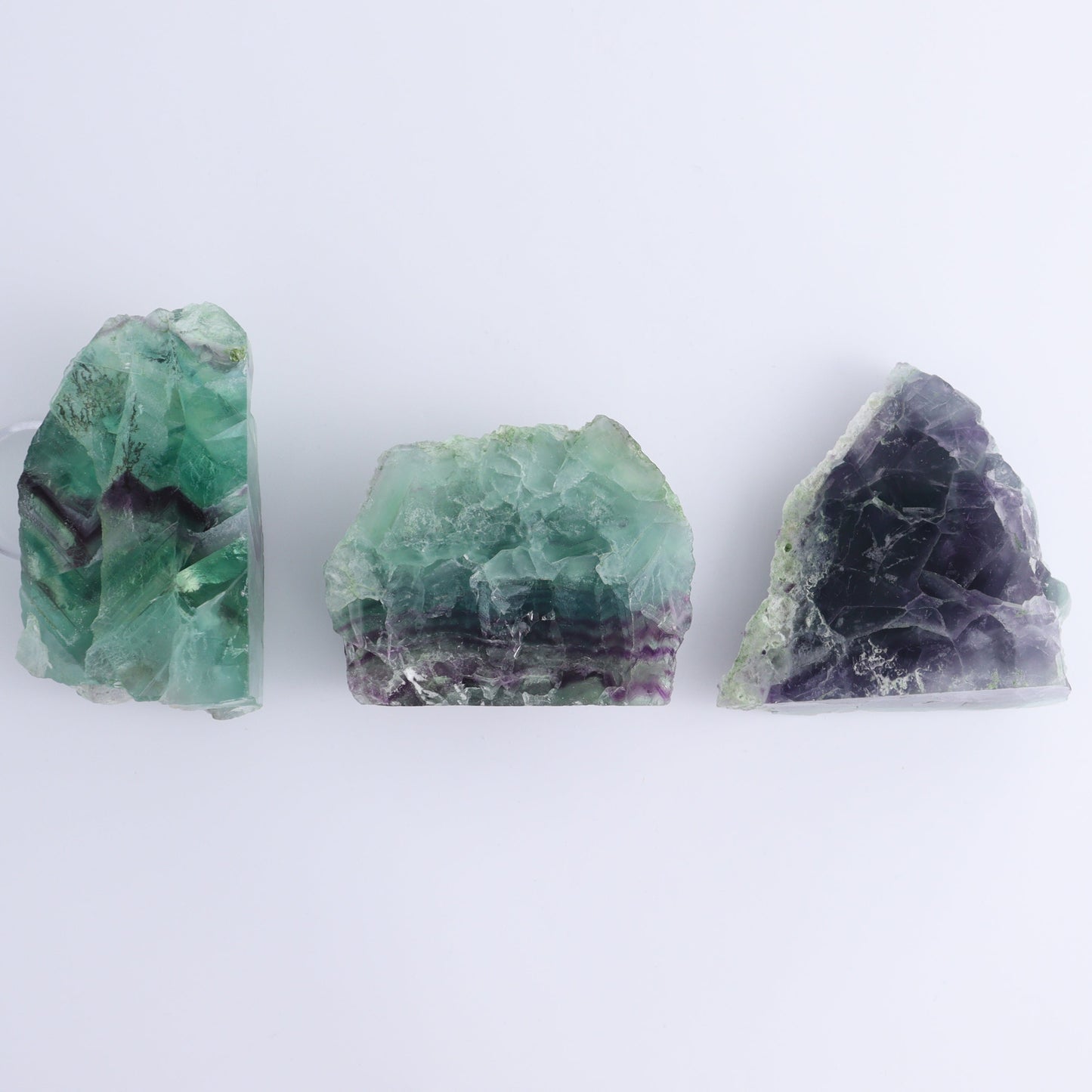 Fluorite Half Polished & Half Natural Set of 19 - Expert Wholesale and Supplier of Wholesale Crystals & Bulk Gemstones, ["China","Face Polished","Fluorite","Polished"]