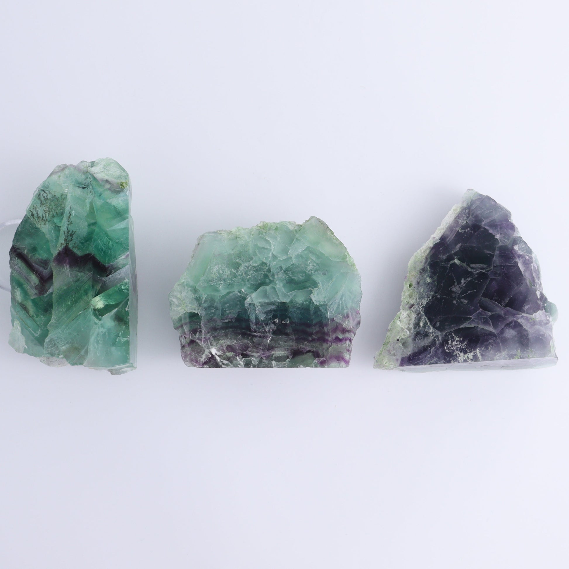 Fluorite Half Polished & Half Natural Set of 19 - Expert Wholesale and Supplier of Wholesale Crystals & Bulk Gemstones, ["China","Face Polished","Fluorite","Polished"]