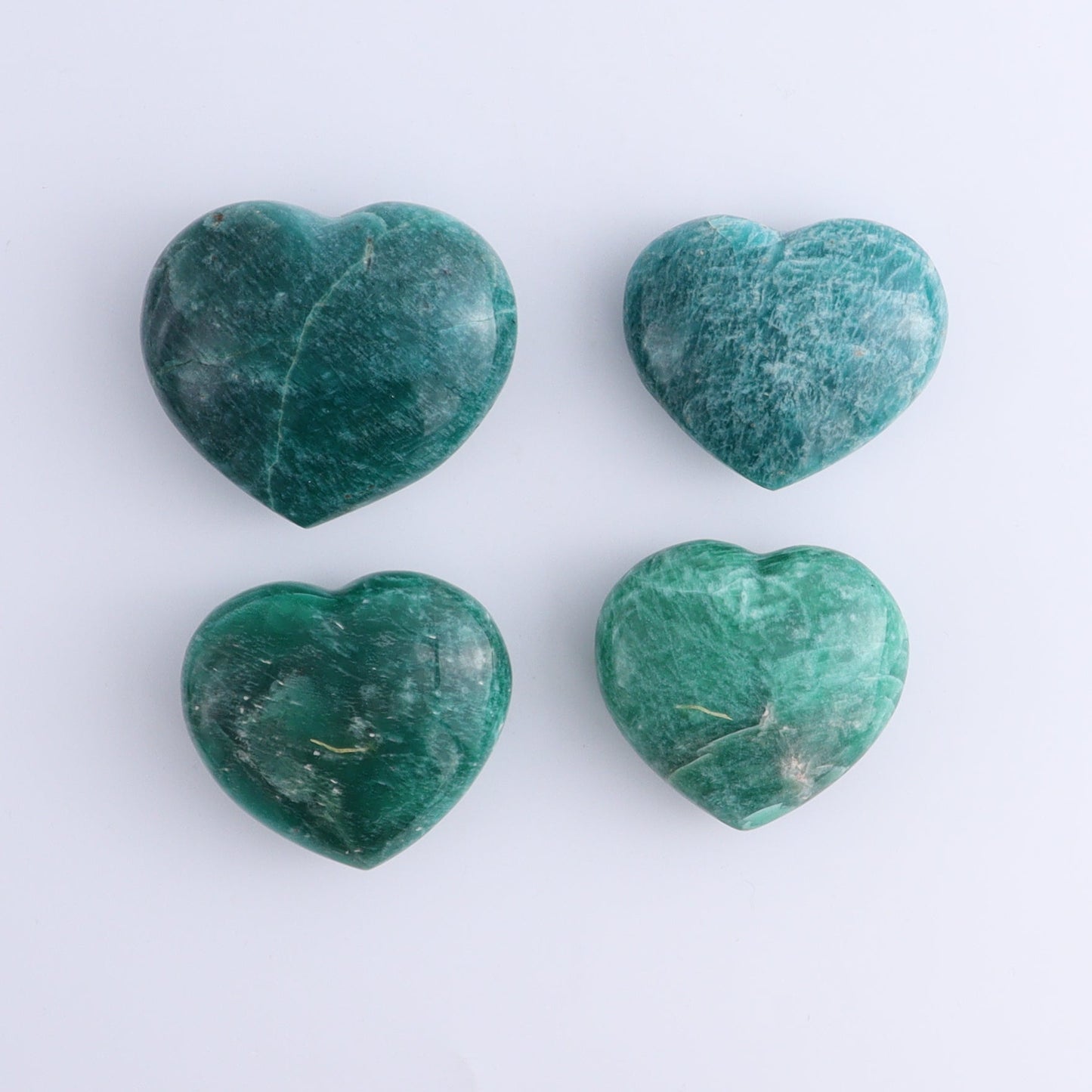 Amazonite Hearts Set of 11 - Expert Wholesale and Supplier of Wholesale Crystals & Bulk Gemstones, ["Amazonite","Hearts","Madagascar"]