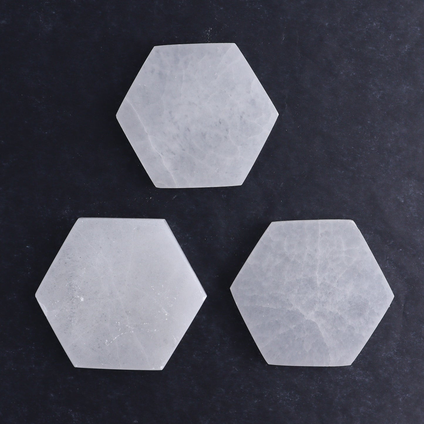 One Selenite (Satin Spar) Hexagon Charging Plate - Expert Wholesale and Supplier of Wholesale Crystals & Bulk Gemstones, ["close_30","Hexagon","Morocco","Selenite"]