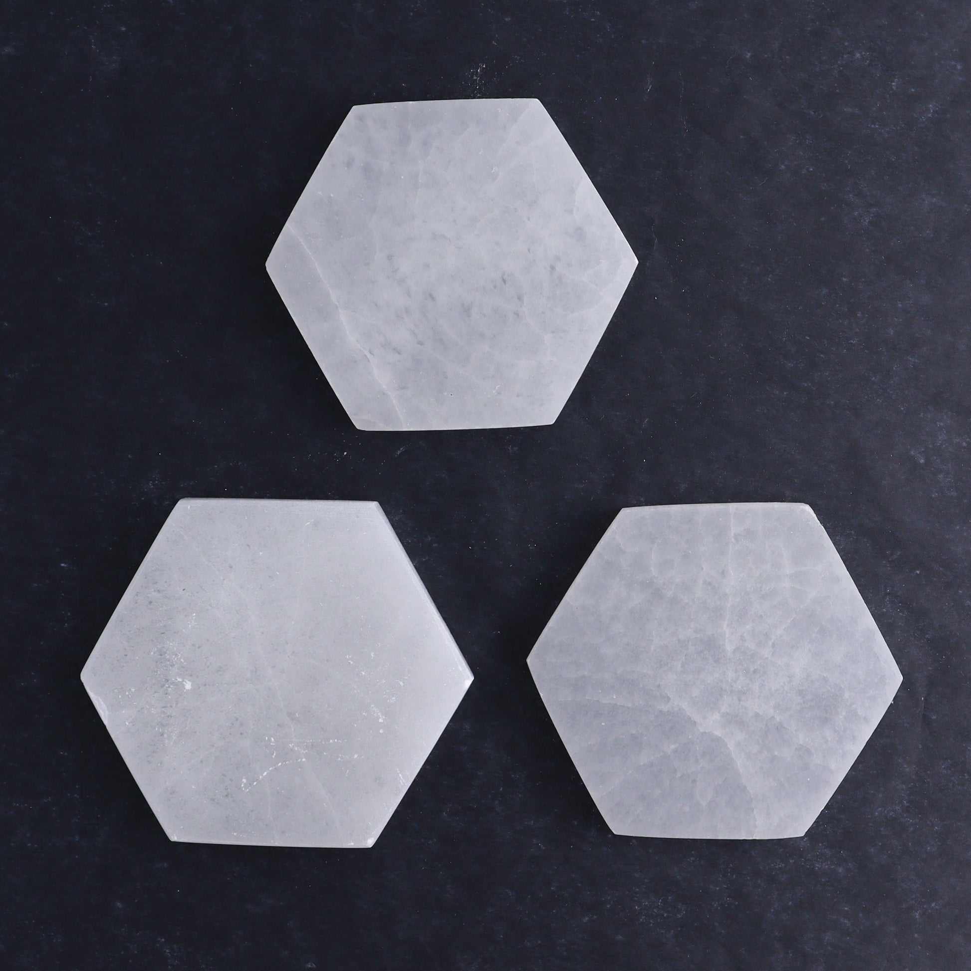 One Selenite (Satin Spar) Hexagon Charging Plate - Expert Wholesale and Supplier of Wholesale Crystals & Bulk Gemstones, ["close_30","Hexagon","Morocco","Selenite"]