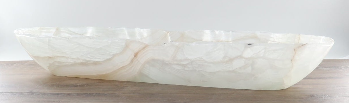 Mexican Onyx/Calcite Canoe Bowl 32"