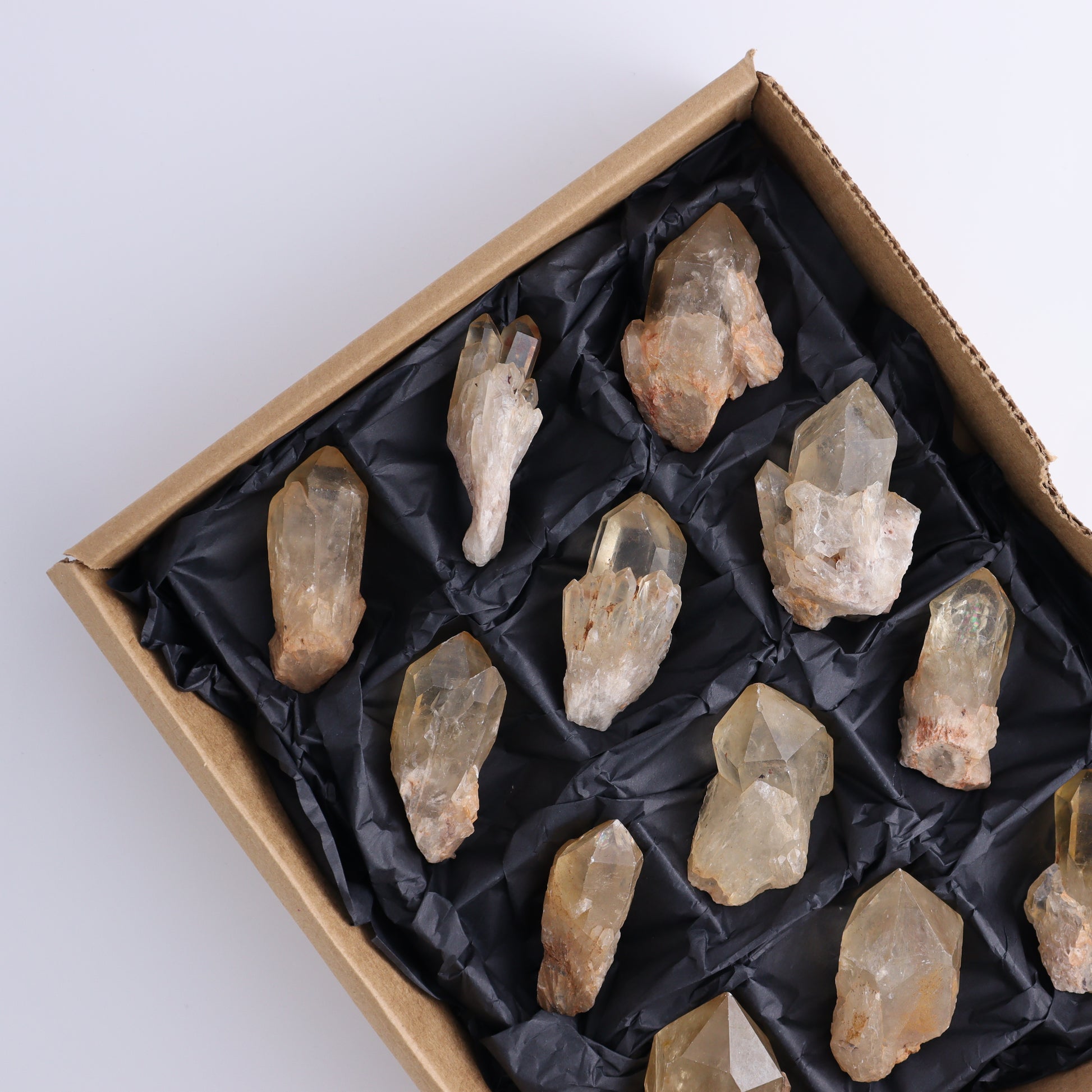 Imperfect Citrine Points Set of 12 - Expert Wholesale and Supplier of Wholesale Crystals & Bulk Gemstones, ["Citrine","Points","Rough","Roughs"]