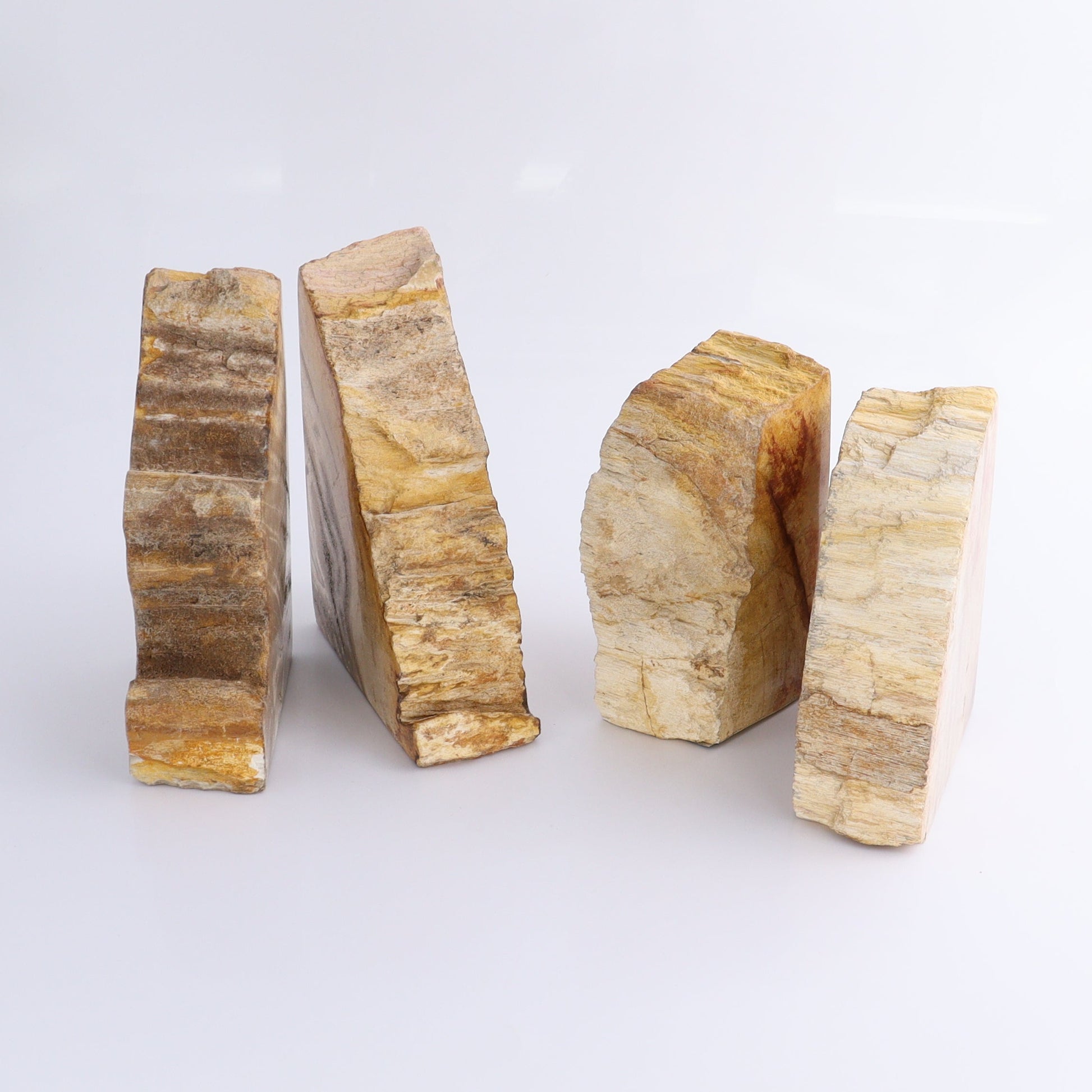 One Pair of Yellow/Brown Petrified Wood Bookends - Expert Wholesale and Supplier of Wholesale Crystals & Bulk Gemstones, ["Bookends","Indonesia","Petrified Wood"]