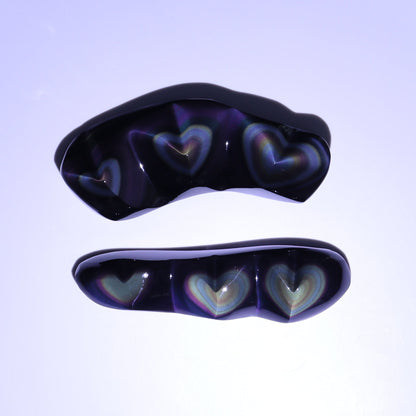 Rainbow Obsidian Heart Set of 2 - Expert Wholesale and Supplier of Wholesale Crystals & Bulk Gemstones, ["Hearts","Mexico","Obsidian","Rainbow Obsidian"]
