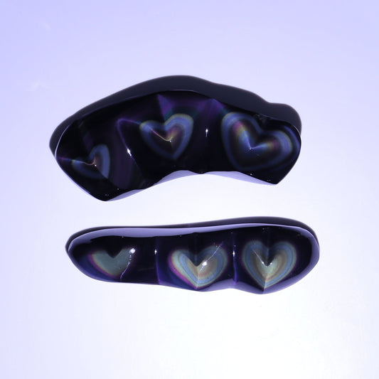 Rainbow Obsidian Heart Set of 2 - Expert Wholesale and Supplier of Wholesale Crystals & Bulk Gemstones, ["Hearts","Mexico","Obsidian","Rainbow Obsidian"]