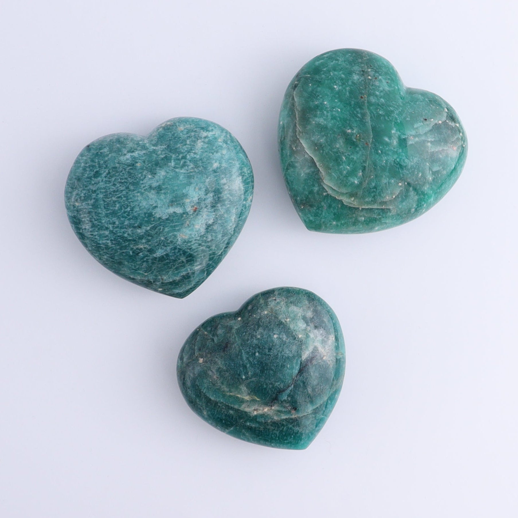 Amazonite Hearts Set of 11 - Expert Wholesale and Supplier of Wholesale Crystals & Bulk Gemstones, ["Amazonite","Hearts","Madagascar"]