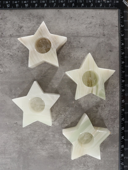 White and Green Onyx Star Candle Holders Set of 4 - Expert Wholesale and Supplier of Wholesale Crystals & Bulk Gemstones, ["Accessories","Candle Holder","Catalog Onyx","Mexico","Onyx"]