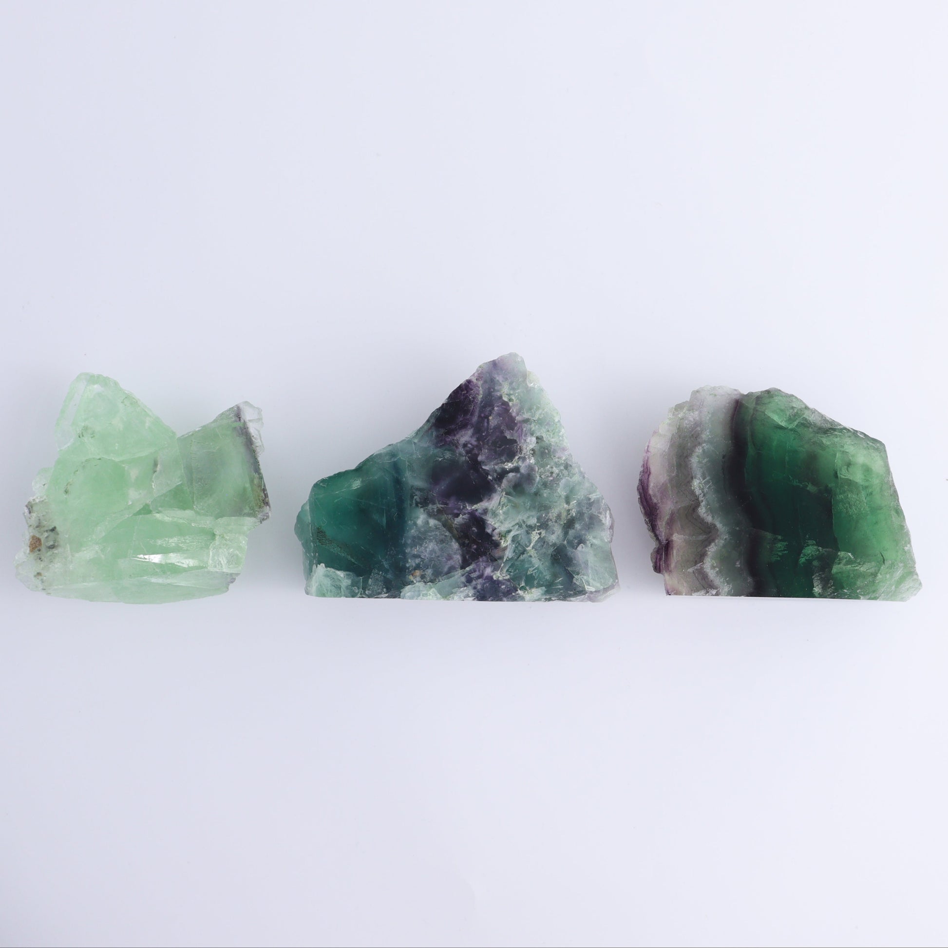 Fluorite Half Polished & Half Natural Set of 19 - Expert Wholesale and Supplier of Wholesale Crystals & Bulk Gemstones, ["China","Face Polished","Fluorite","Polished"]