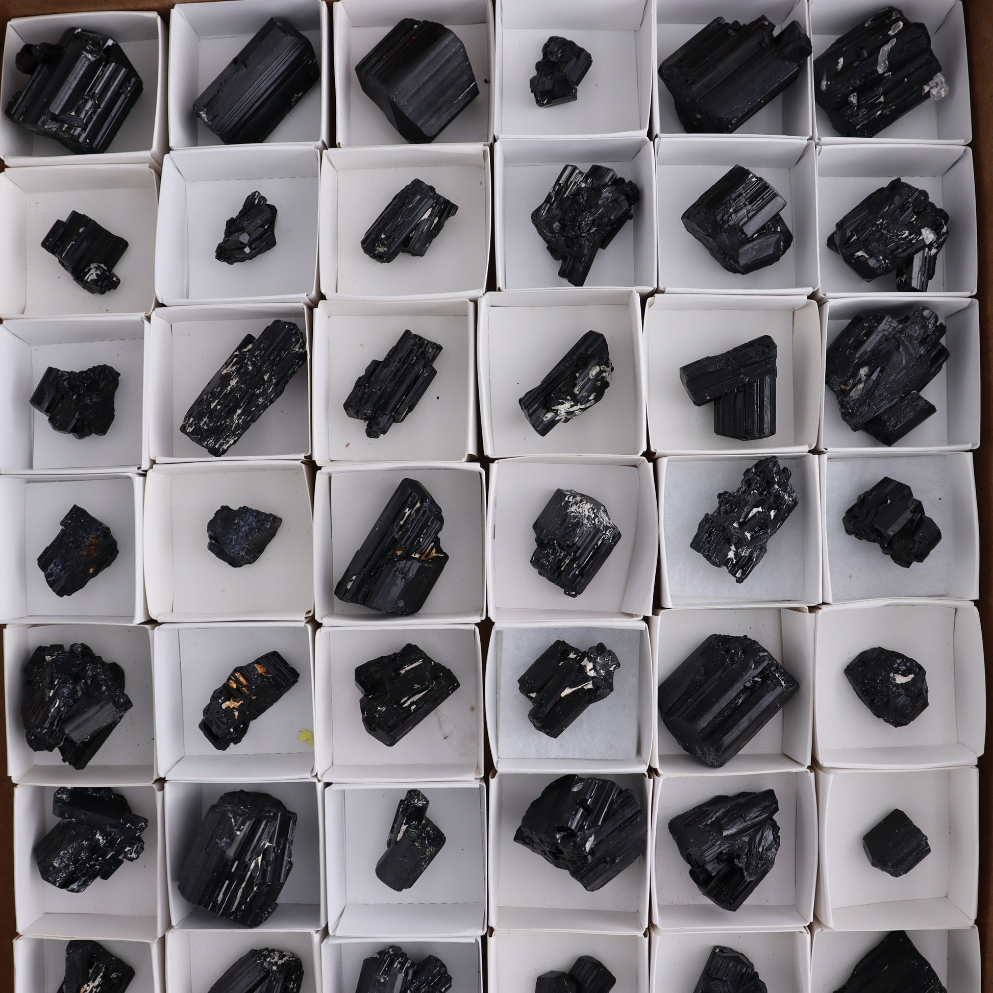 Black Tourmaline Roughs Set of 54 - Expert Wholesale and Supplier of Wholesale Crystals & Bulk Gemstones, ["Black Tourmaline","Madagascar","Rough","Tourmaline"]
