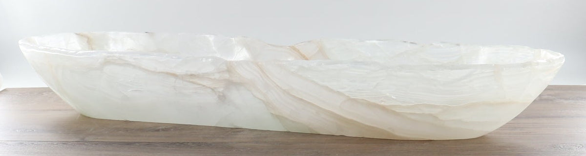 Mexican Onyx/Calcite Canoe Bowl 32"