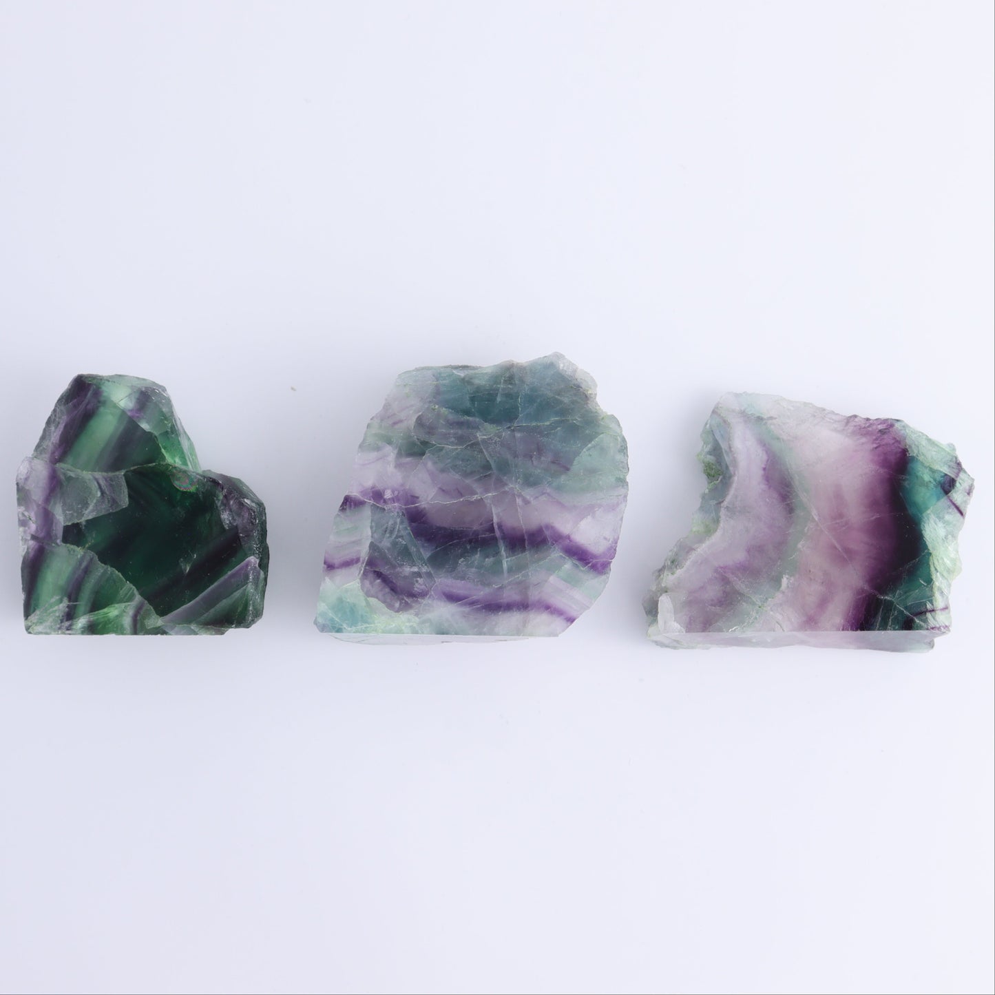 Fluorite Half Polished & Half Natural Set of 19 - Expert Wholesale and Supplier of Wholesale Crystals & Bulk Gemstones, ["China","Face Polished","Fluorite","Polished"]