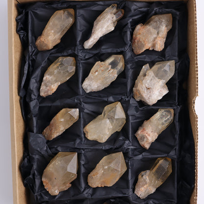 Imperfect Citrine Points Set of 12 - Expert Wholesale and Supplier of Wholesale Crystals & Bulk Gemstones, ["Citrine","Points","Rough","Roughs"]