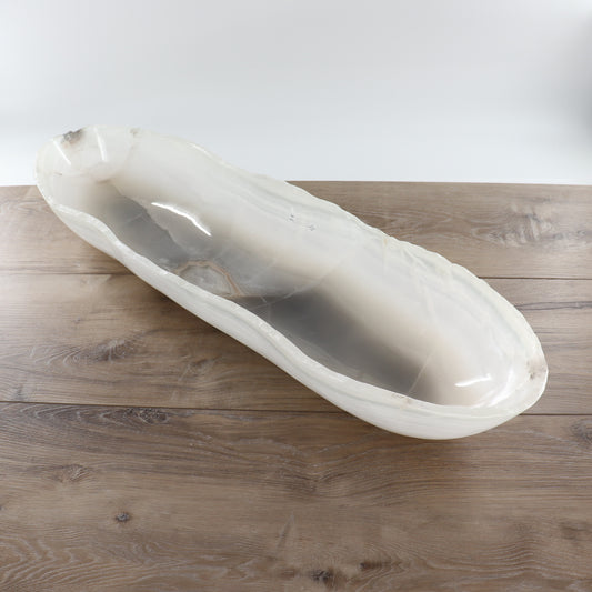 Mexican Onyx/Calcite Canoe Bowl 31"