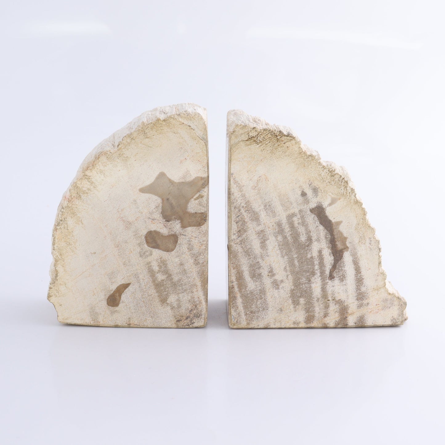 One Pair of White/Grey 1.8-2 kg Petrified Wood Bookends - Expert Wholesale and Supplier of Wholesale Crystals & Bulk Gemstones, ["Bookends","Indonesia","Petrified Wood"]