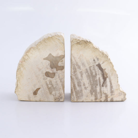 One Pair of White/Grey 1.8-2 kg Petrified Wood Bookends - Expert Wholesale and Supplier of Wholesale Crystals & Bulk Gemstones, ["Bookends","Indonesia","Petrified Wood"]
