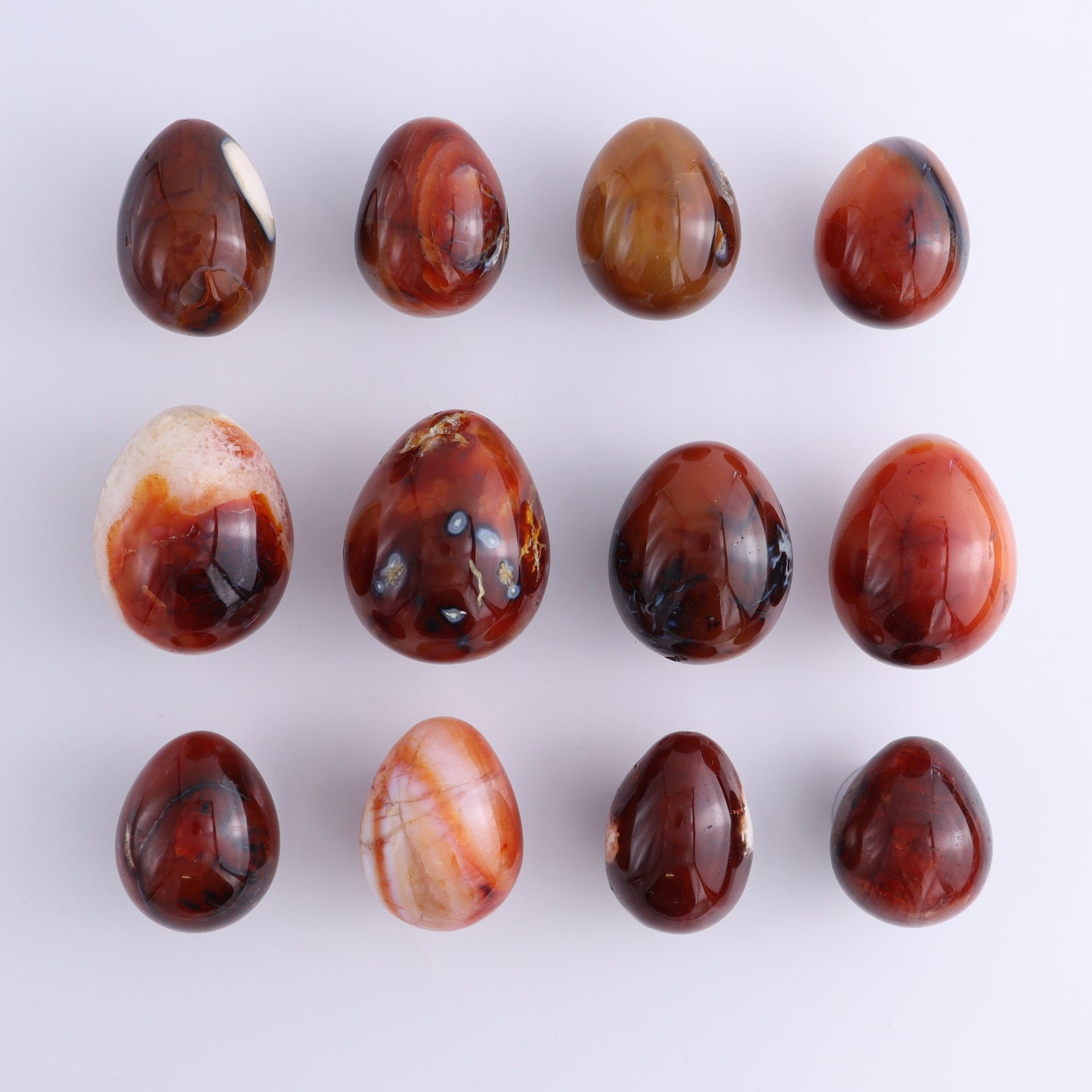 Carnelian Eggs Set of 12 - Expert Wholesale and Supplier of Wholesale Crystals & Bulk Gemstones, ["carnelian","Eggs","Madagascar"]