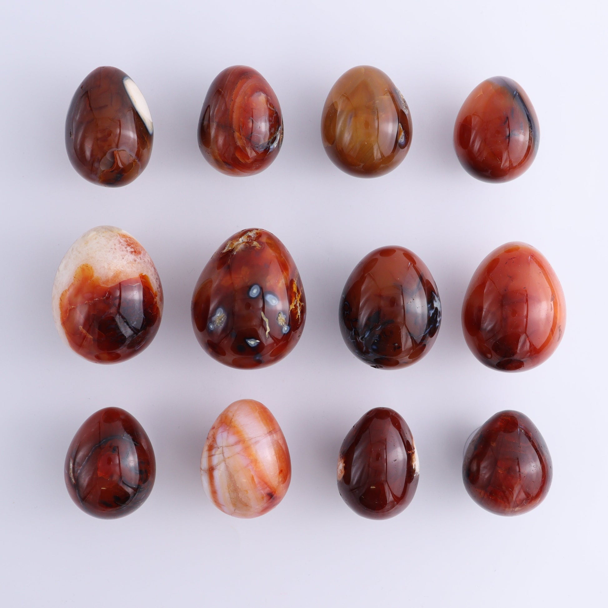 Carnelian Eggs Set of 12 - Expert Wholesale and Supplier of Wholesale Crystals & Bulk Gemstones, ["carnelian","Eggs","Madagascar"]