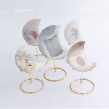 Agate Moons with Stand Set of 5 - Expert Wholesale and Supplier of Wholesale Crystals & Bulk Gemstones, ["Agate","Brazil","moons"]