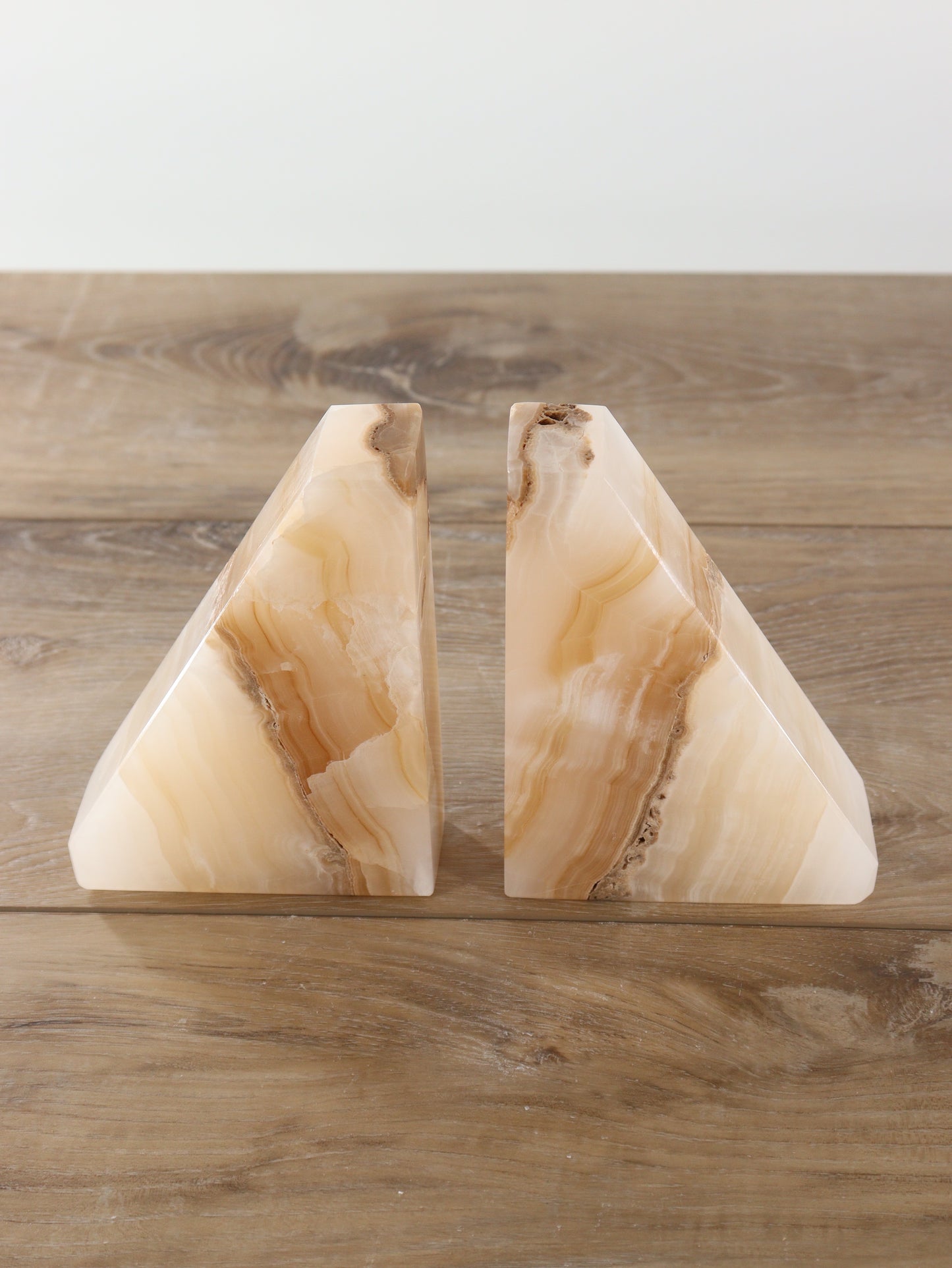 Rustic Light Tan Polished Onyx Bookends - Expert Supplier of Wholesale Crystals & Bulk Gemstones