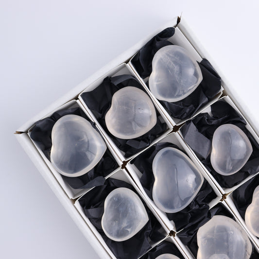 Girasol Quartz Hearts Set of 9 - Expert Wholesale and Supplier of Wholesale Crystals & Bulk Gemstones, ["Girasol","Girasol Quartz","Hearts","Quartz"]