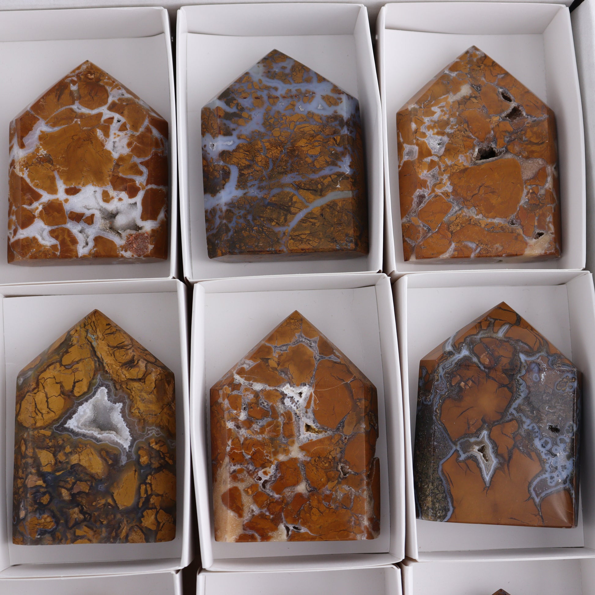 Brecciated Jasper Points Set of 9 - Expert Wholesale and Supplier of Wholesale Crystals & Bulk Gemstones, ["Brecciated Jasper","Indonesia","Points"]