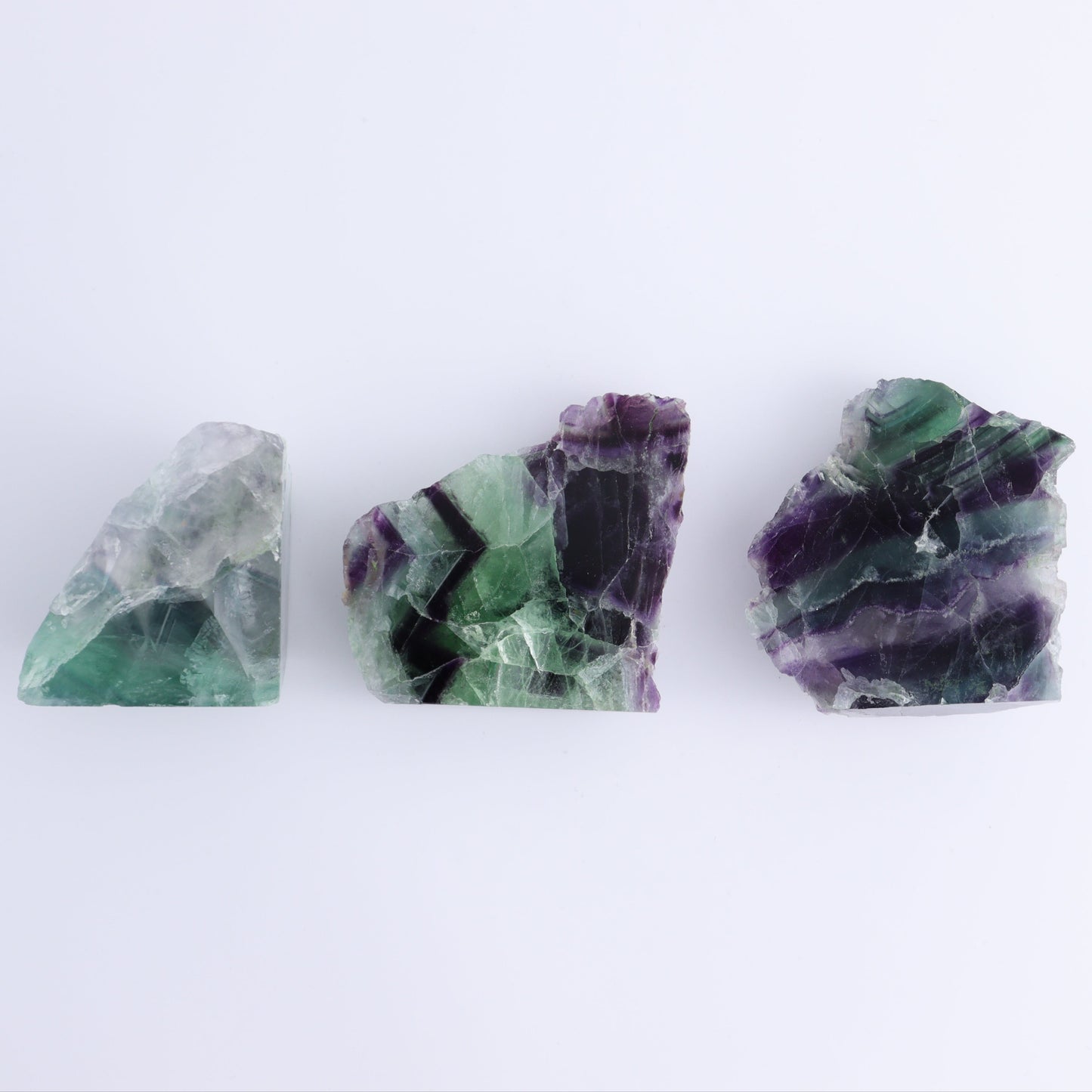 Fluorite Half Polished & Half Natural Set of 19 - Expert Wholesale and Supplier of Wholesale Crystals & Bulk Gemstones, ["China","Face Polished","Fluorite","Polished"]