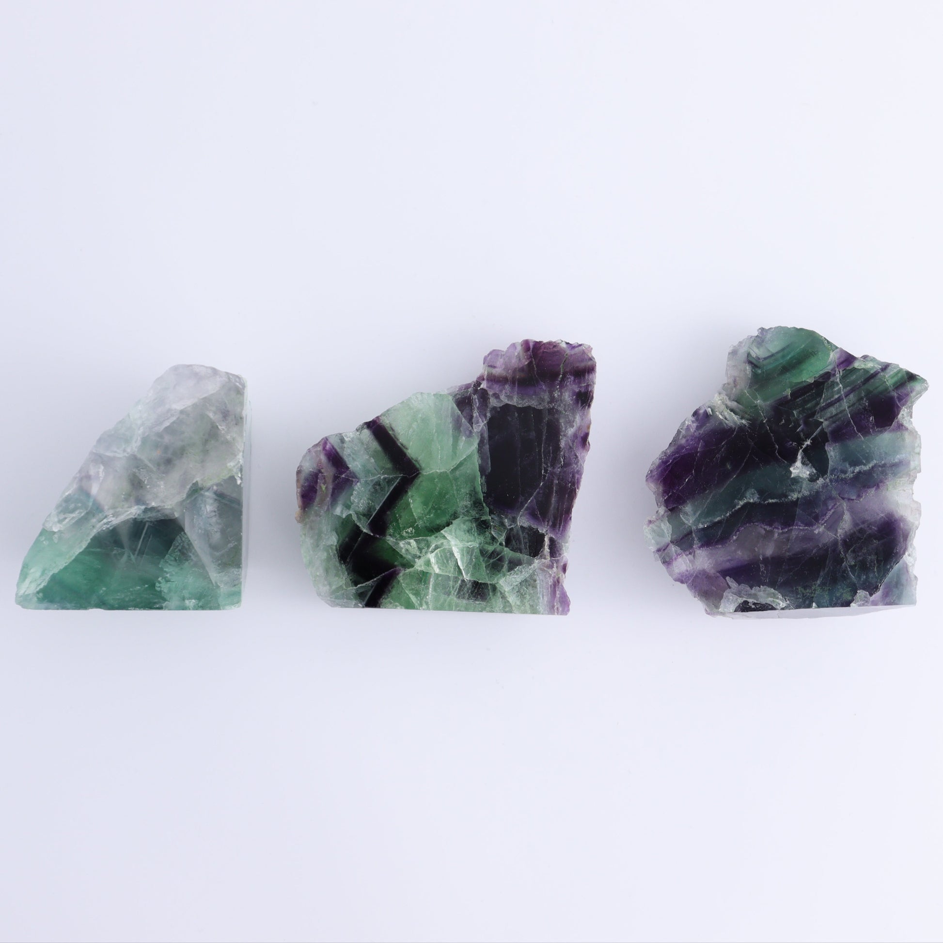 Fluorite Half Polished & Half Natural Set of 19 - Expert Wholesale and Supplier of Wholesale Crystals & Bulk Gemstones, ["China","Face Polished","Fluorite","Polished"]