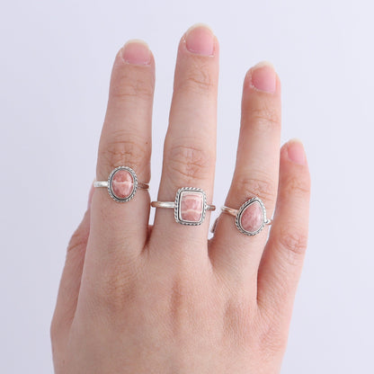 Rhodochrosite Rings Set of 7 (Ring Holders Not Included) - Expert Wholesale and Supplier of Wholesale Crystals & Bulk Gemstones, ["Rhodochrosite","Ring","rings","sterling silver"]