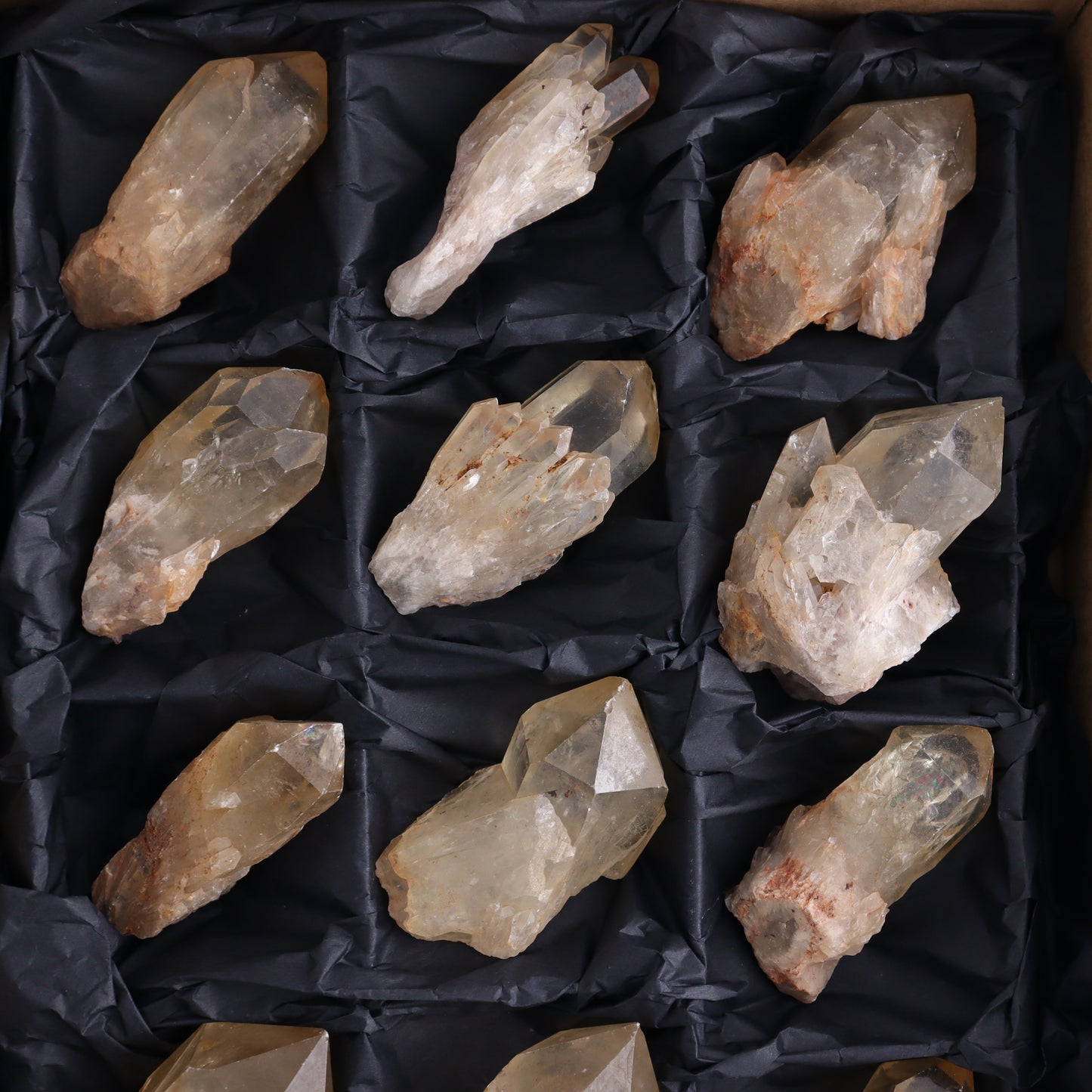Imperfect Citrine Points Set of 12 - Expert Wholesale and Supplier of Wholesale Crystals & Bulk Gemstones, ["Citrine","Points","Rough","Roughs"]
