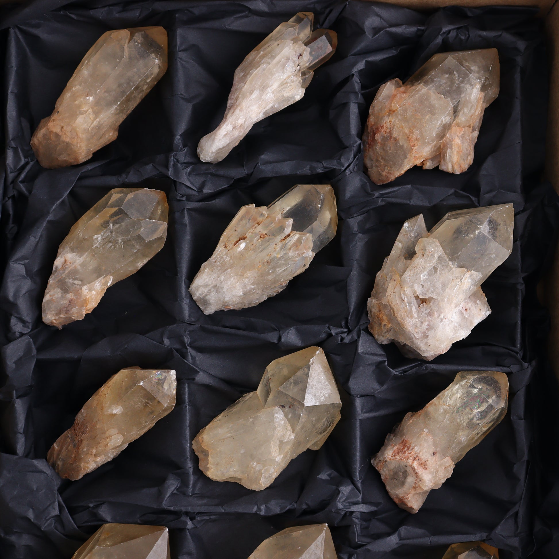 Imperfect Citrine Points Set of 12 - Expert Wholesale and Supplier of Wholesale Crystals & Bulk Gemstones, ["Citrine","Points","Rough","Roughs"]