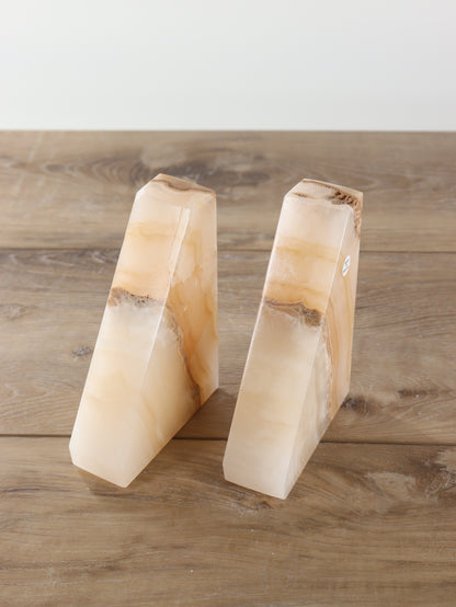 Rustic Light Tan Polished Onyx Bookends - Expert Supplier of Wholesale Crystals & Bulk Gemstones