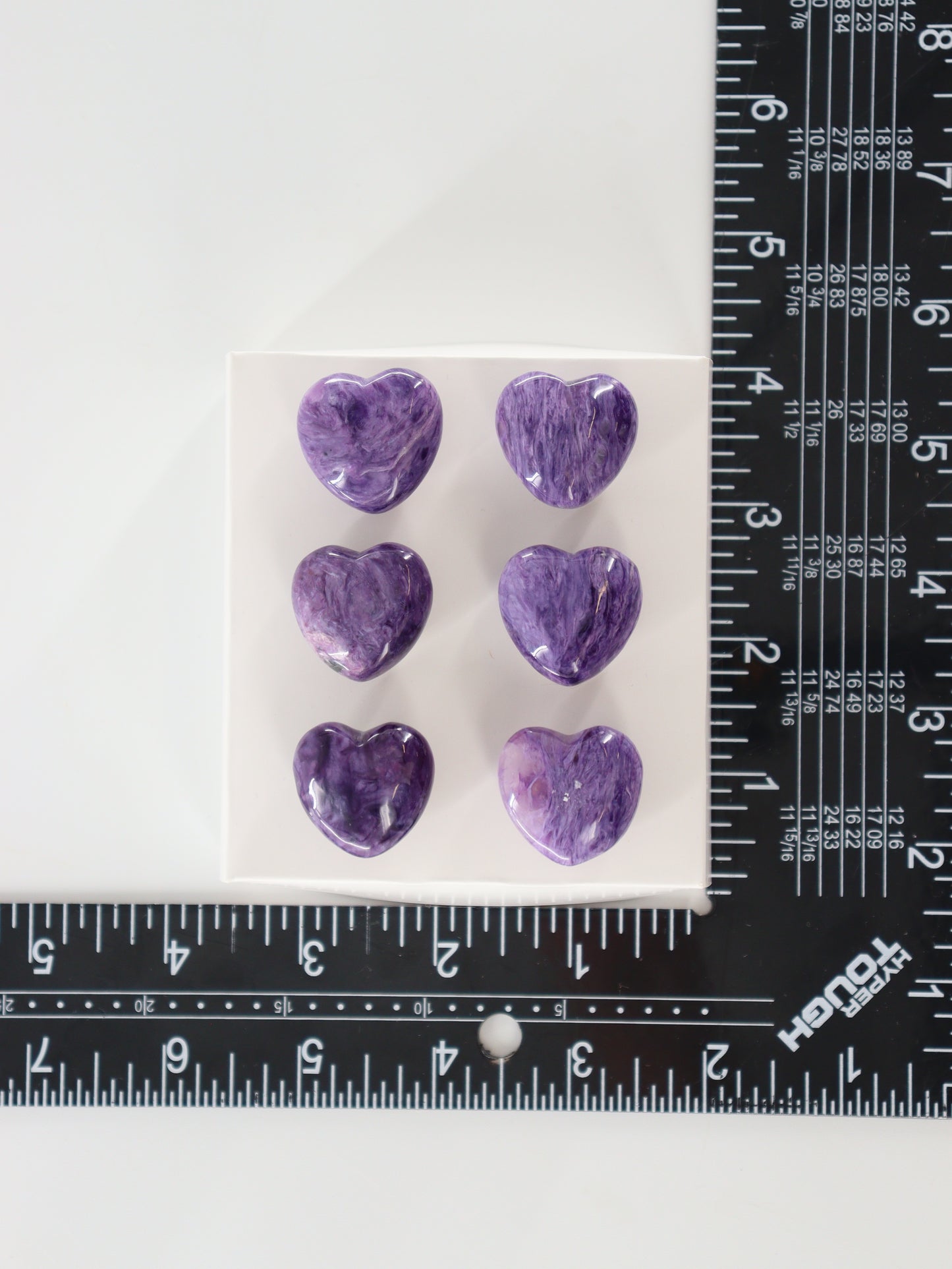 Charoite Hearts Set of 6 - Expert Supplier of Wholesale Crystals & Bulk Gemstones