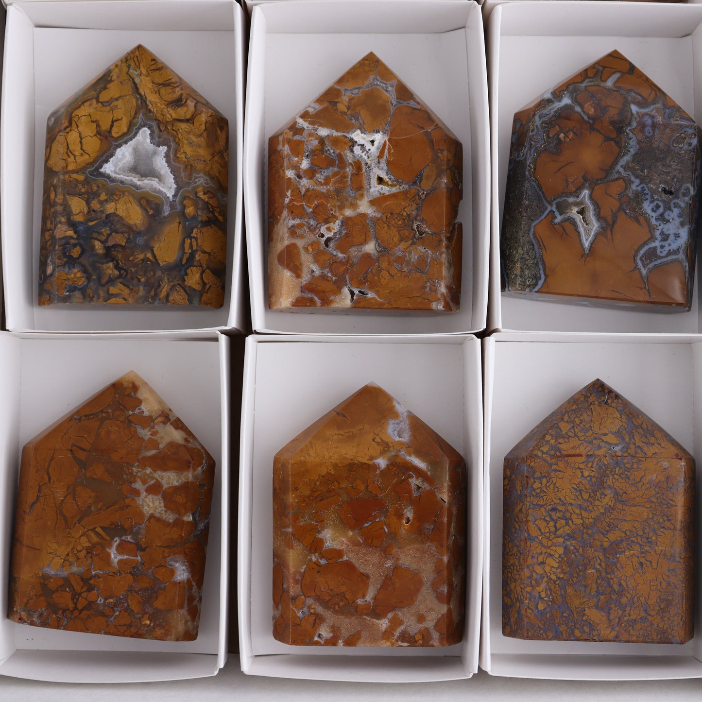 Brecciated Jasper Points Set of 9 - Expert Wholesale and Supplier of Wholesale Crystals & Bulk Gemstones, ["Brecciated Jasper","Indonesia","Points"]