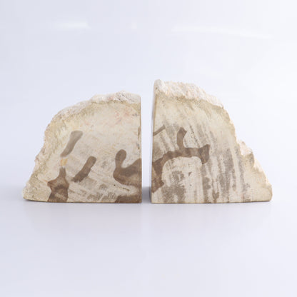 One Pair of White/Grey 1.8-2 kg Petrified Wood Bookends - Expert Wholesale and Supplier of Wholesale Crystals & Bulk Gemstones, ["Bookends","Indonesia","Petrified Wood"]