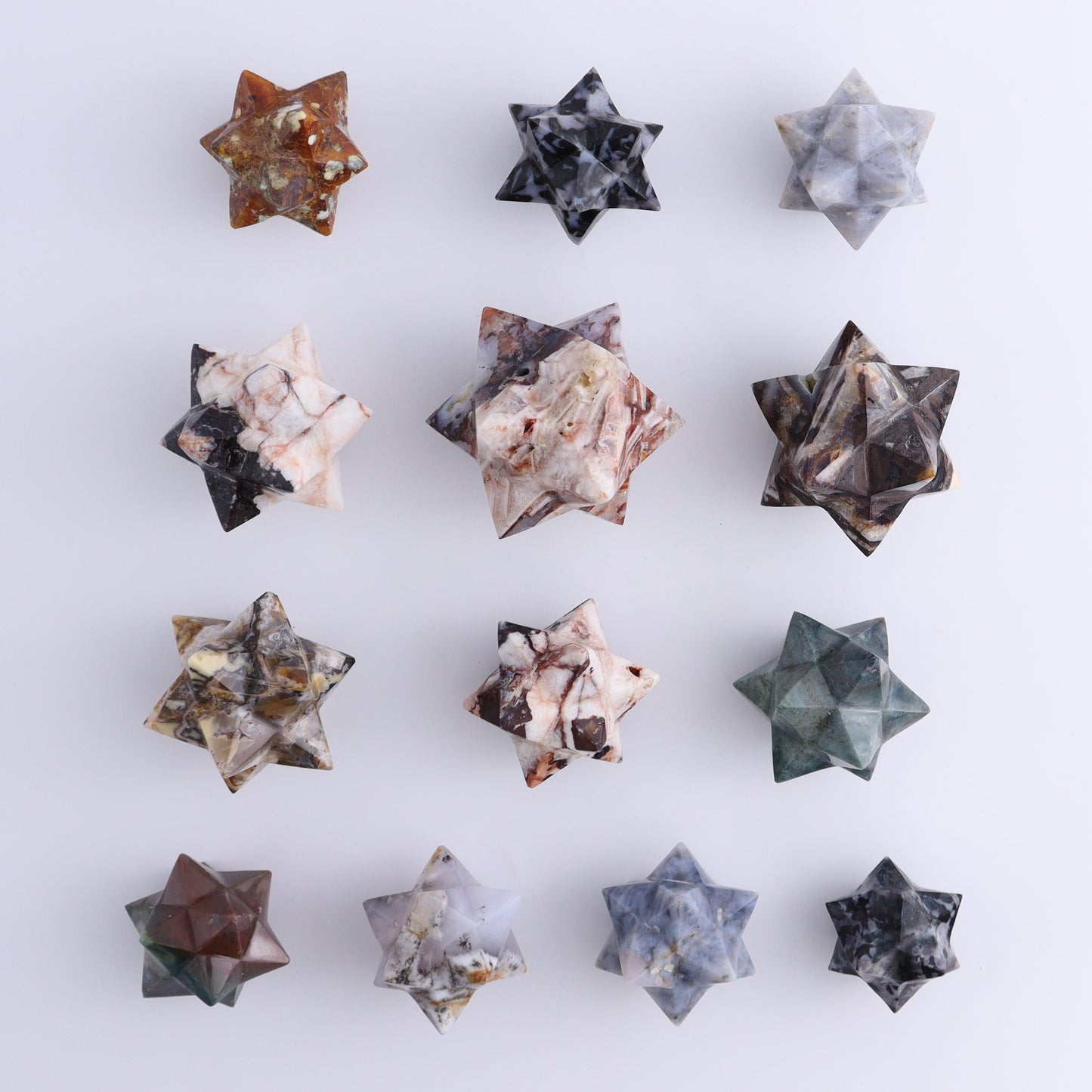 Mixed Stones Stars Set of 13 - Expert Wholesale and Supplier of Wholesale Crystals & Bulk Gemstones, ["jasper","Quartz","Rose Quartz","stars"]