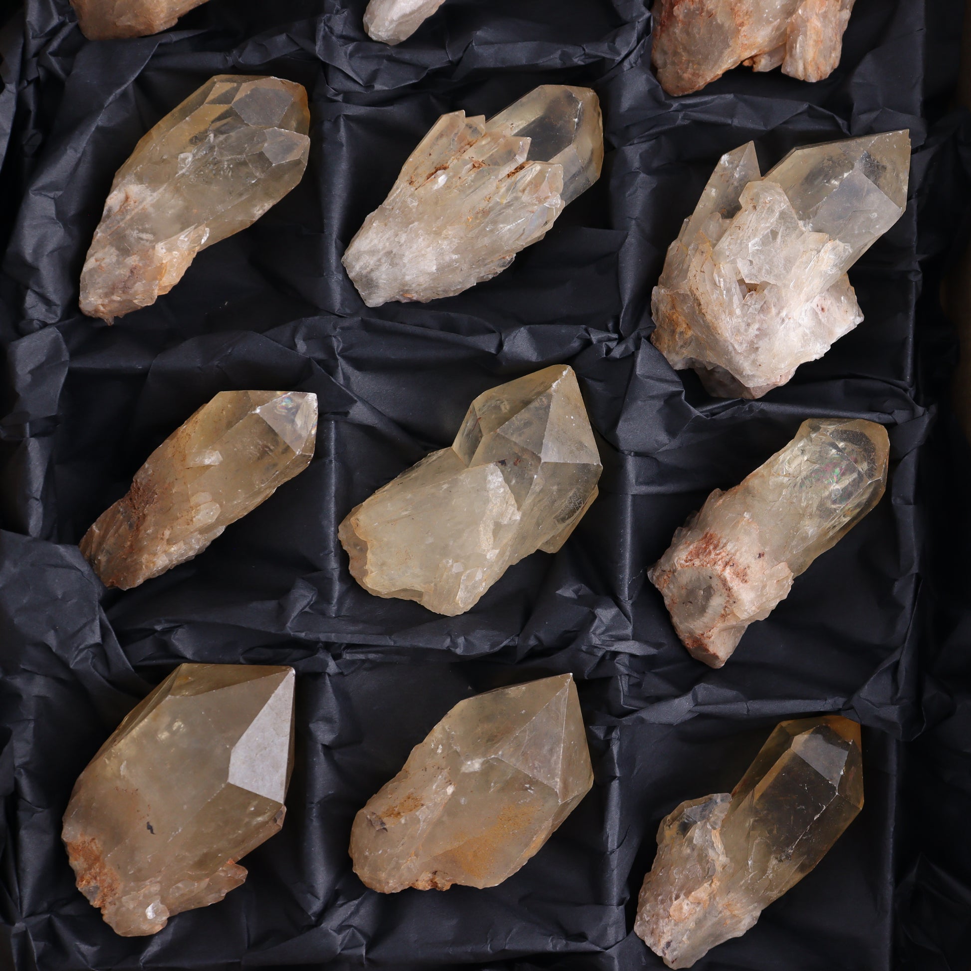 Imperfect Citrine Points Set of 12 - Expert Wholesale and Supplier of Wholesale Crystals & Bulk Gemstones, ["Citrine","Points","Rough","Roughs"]
