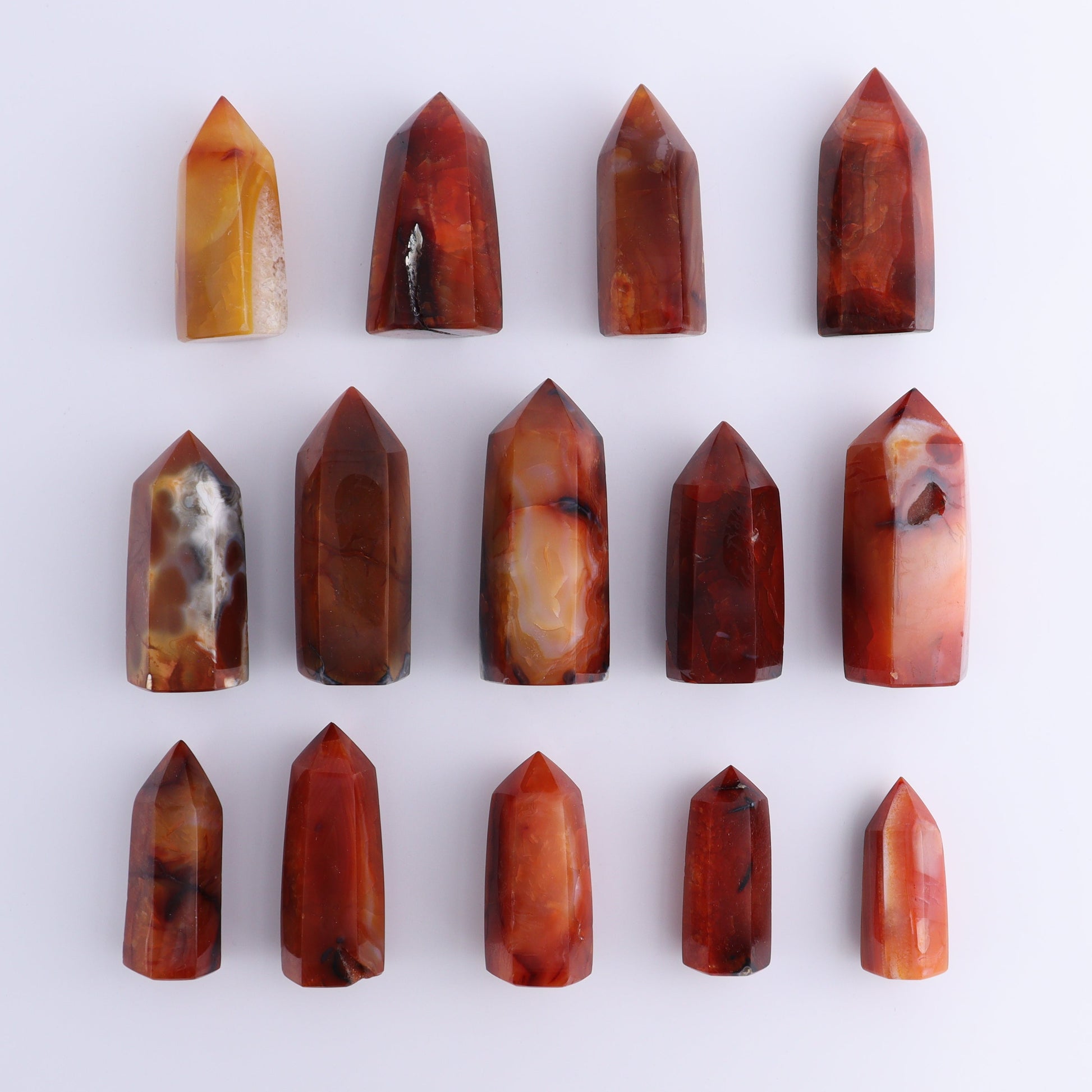 Carnelian Towers Set of 14 - Expert Wholesale and Supplier of Wholesale Crystals & Bulk Gemstones, ["carnelian","Madagascar","Towers"]