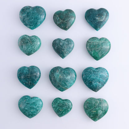Amazonite Hearts Set of 12 - Expert Wholesale and Supplier of Wholesale Crystals & Bulk Gemstones, ["Amazonite","Hearts","Madagascar"]