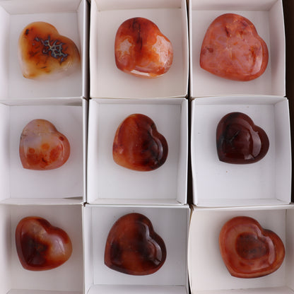 Carnelian Hearts Set of 12 - Expert Wholesale and Supplier of Wholesale Crystals & Bulk Gemstones, ["carnelian","Hearts","Madagascar"]