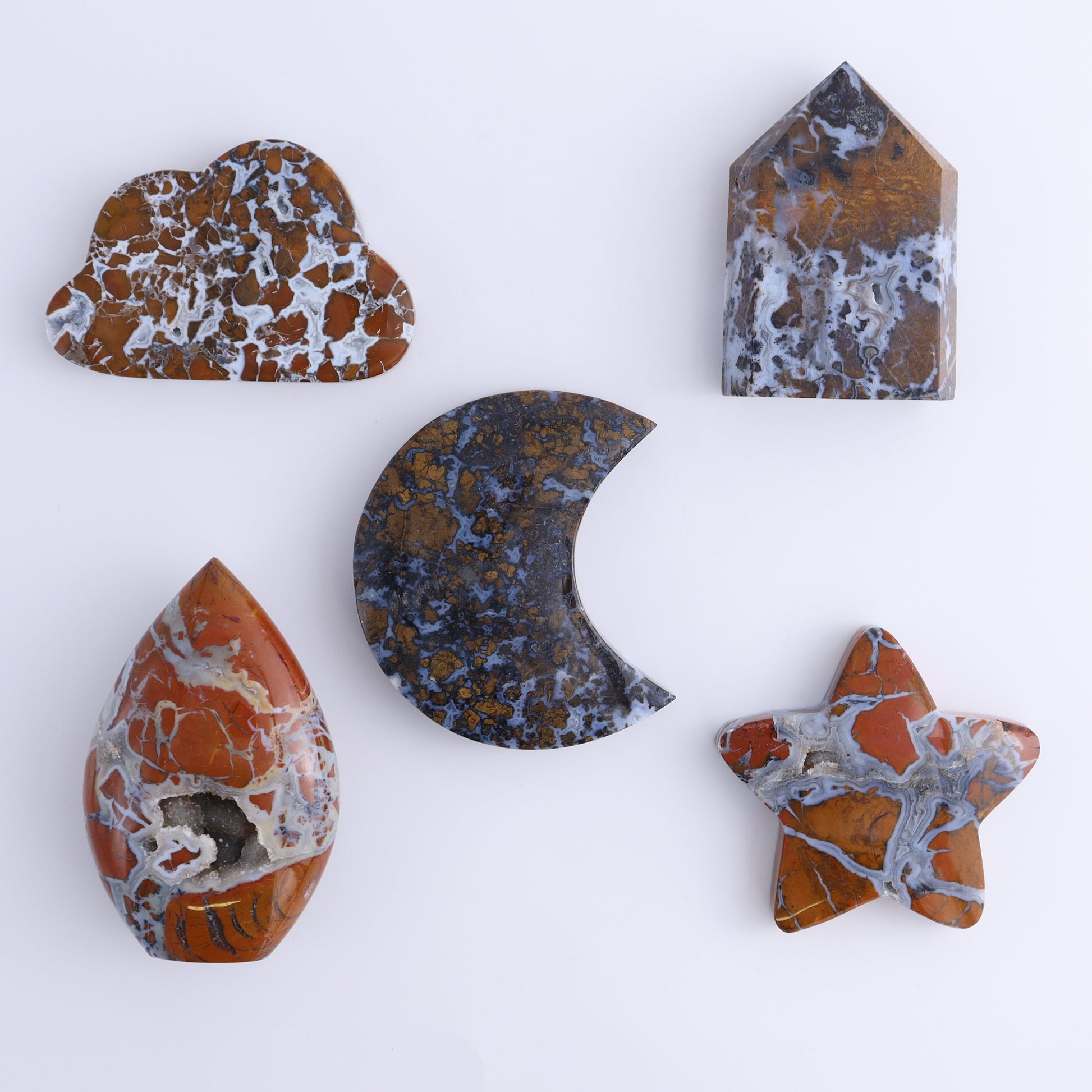 Brecciated Jasper Moons, Stars, Towers, Clouds, and Flames Set of 10 - Expert Wholesale and Supplier of Wholesale Crystals & Bulk Gemstones, ["Brecciated Jasper","Clouds","flames","Indonesia","moons","stars","Towers"]