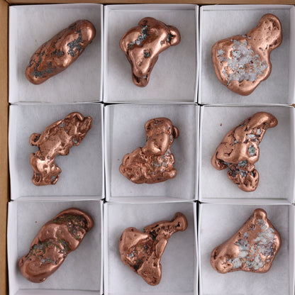 Copper Nuggets Flat of 12 - Expert Wholesale and Supplier of Wholesale Crystals & Bulk Gemstones, ["copper","Copper Nuggets","Freeforms","United States"]
