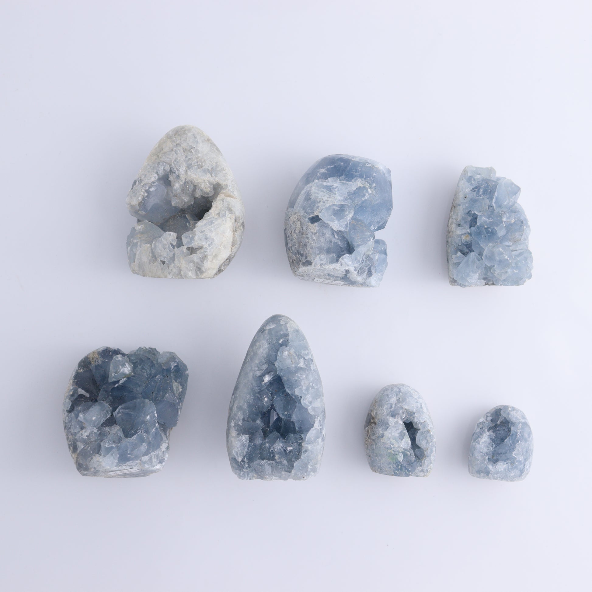 Celestite Set of 7 - Expert Wholesale and Supplier of Wholesale Crystals & Bulk Gemstones, ["Celestite","Freeform","Madagascar"]