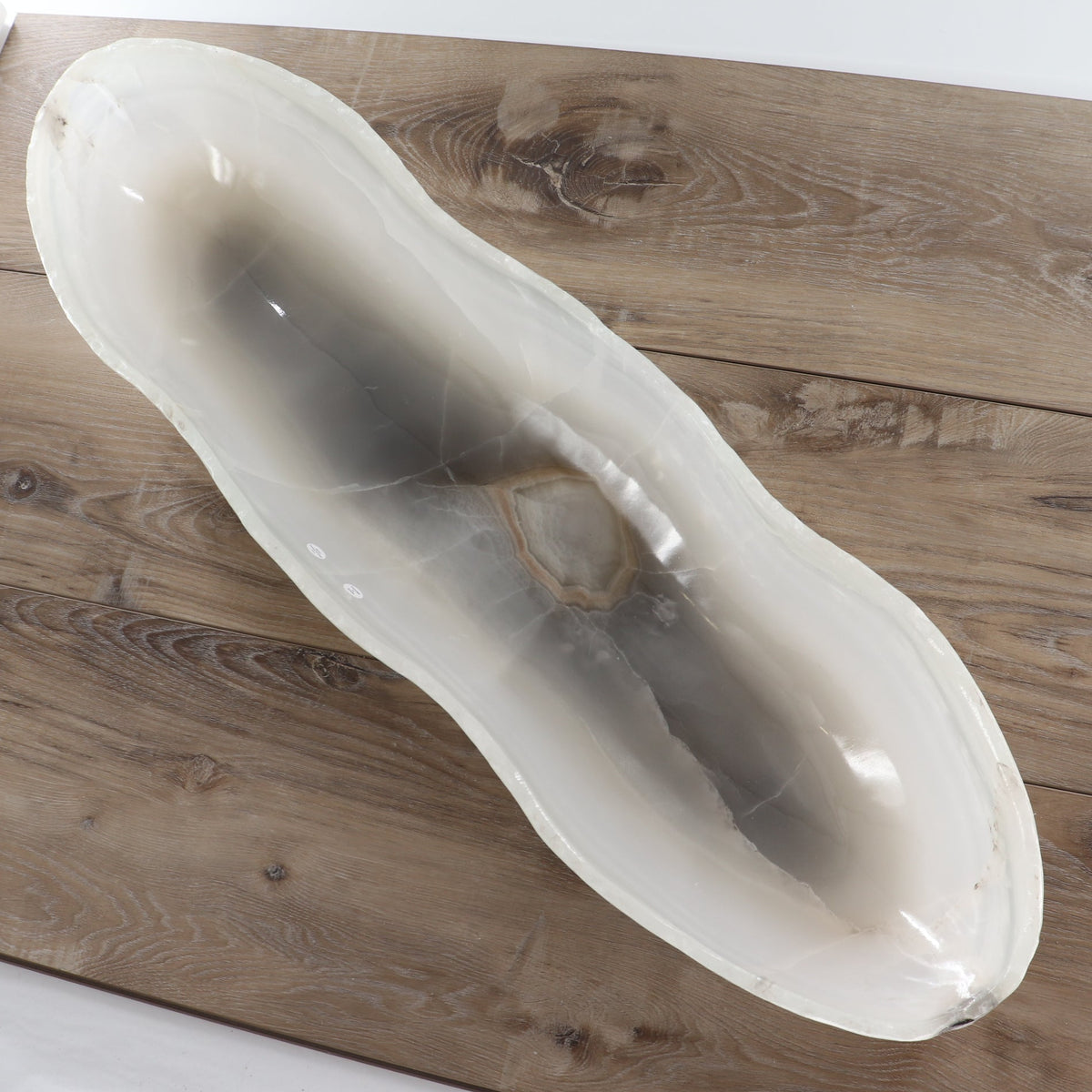 Mexican Onyx/Calcite Canoe Bowl 31"
