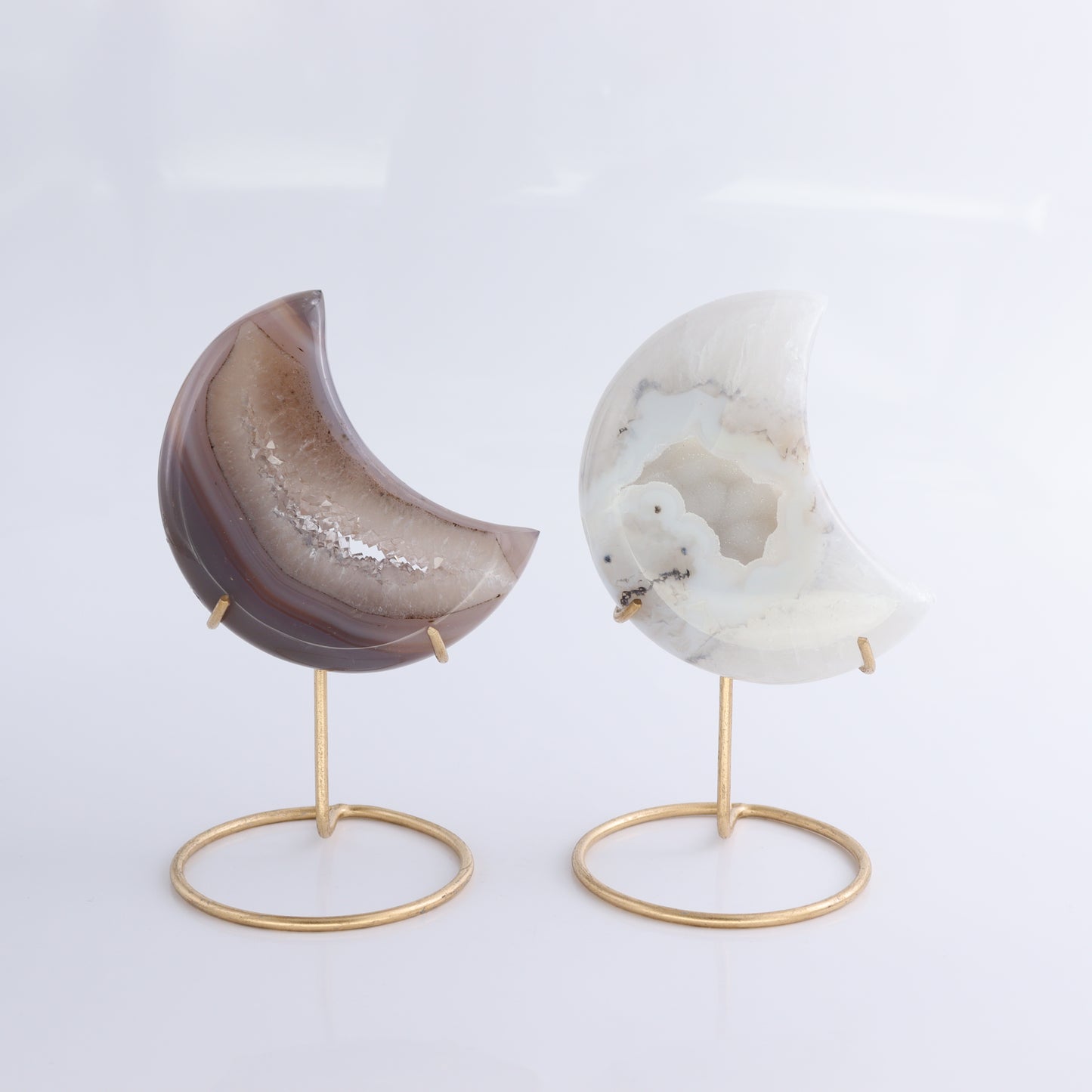 Agate Moons with Stand Set of 5