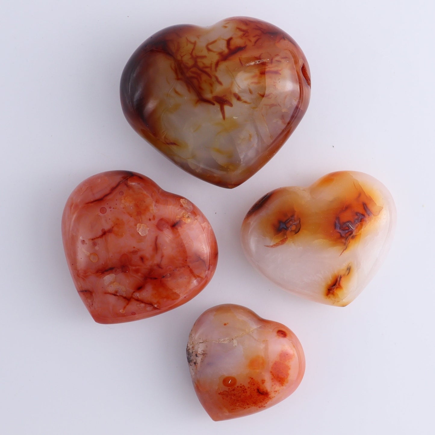 Carnelian Hearts Set of 12 - Expert Wholesale and Supplier of Wholesale Crystals & Bulk Gemstones, ["carnelian","Hearts","Madagascar"]